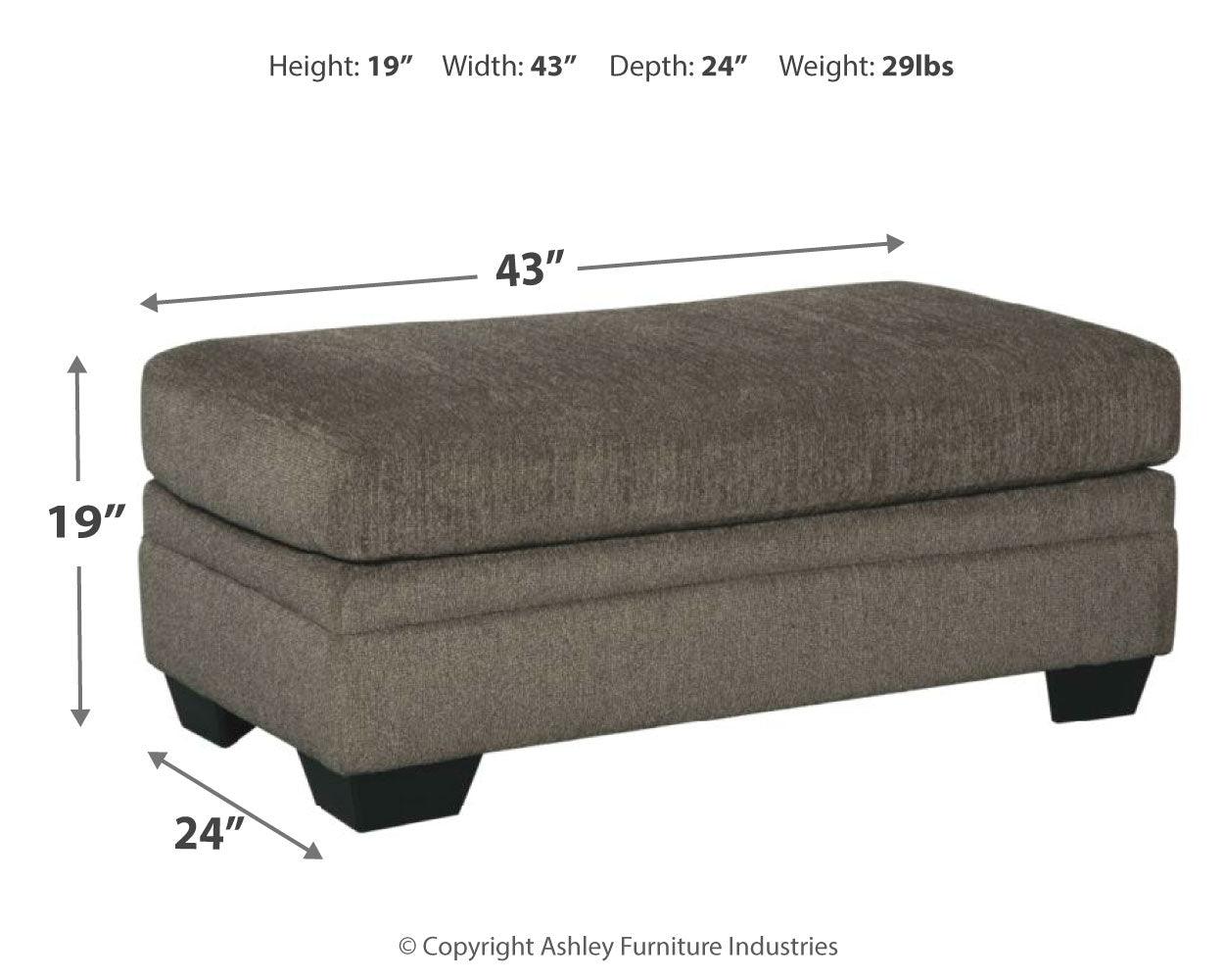 Dorsten Slate Chenille Ottoman - Ella Furniture