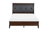 Cotterill Cherry Modern Transitional Solid Wood Faux Leather Upholstered Tufted Panel Bedroom Set - Ella Furniture