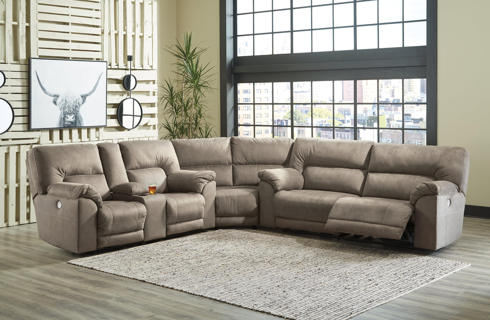 Cavalcade Slate Faux Leather 3-Piece Power Reclining Sectional