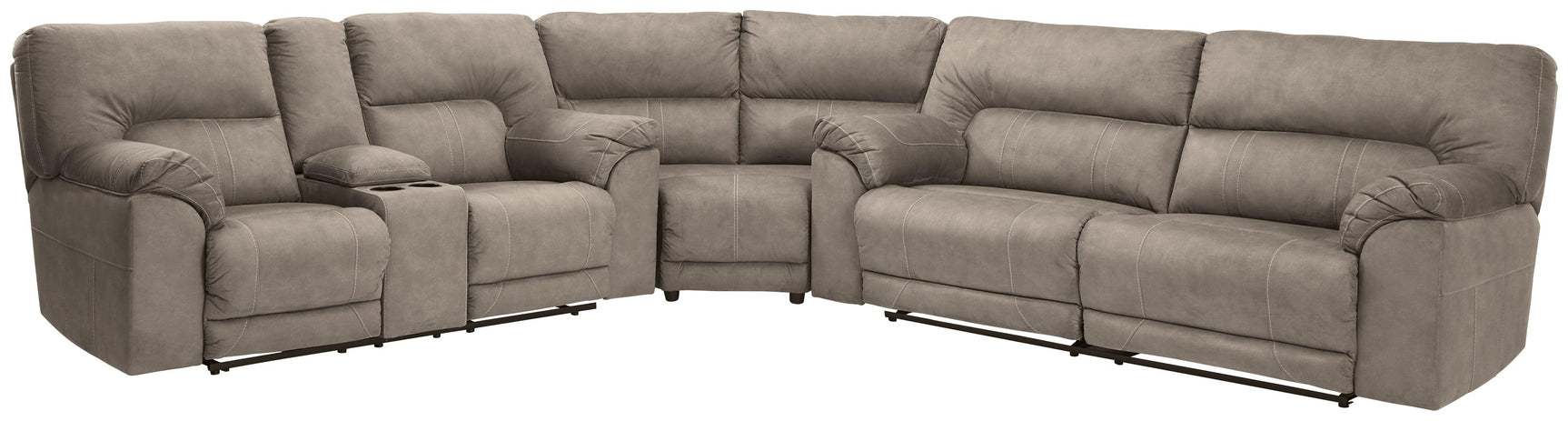 Cavalcade Slate Faux Leather 3-Piece Reclining Sectional - Ella Furniture