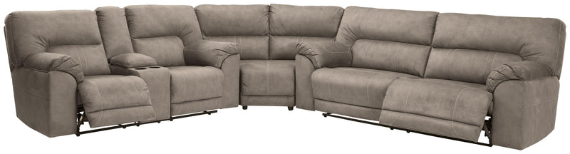 Cavalcade Slate Faux Leather 3-Piece Reclining Sectional - Ella Furniture