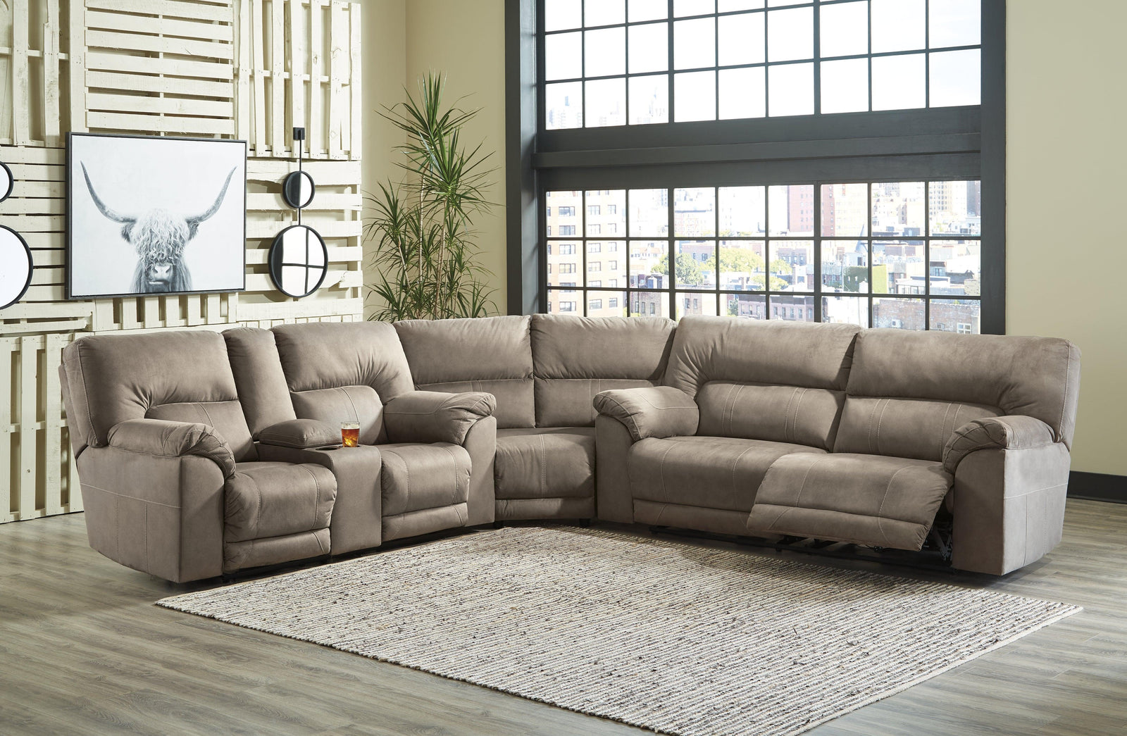 Cavalcade Slate Faux Leather 3-Piece Reclining Sectional