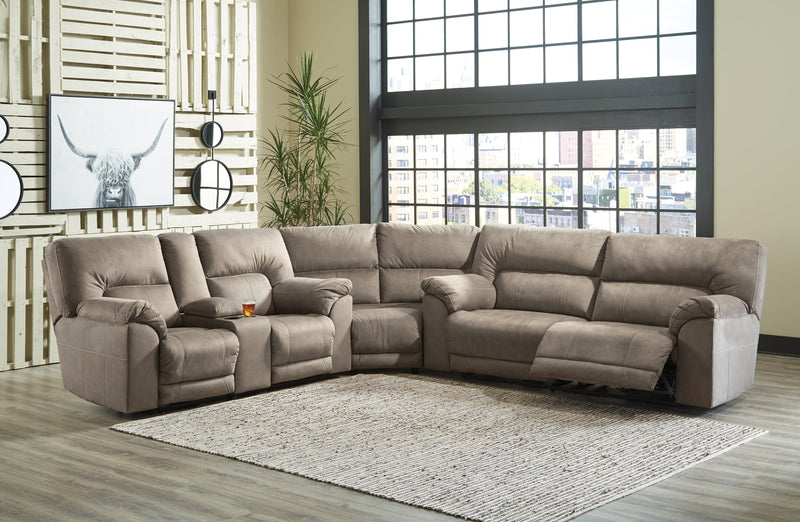 Cavalcade Slate Faux Leather 3-Piece Reclining Sectional - Ella Furniture