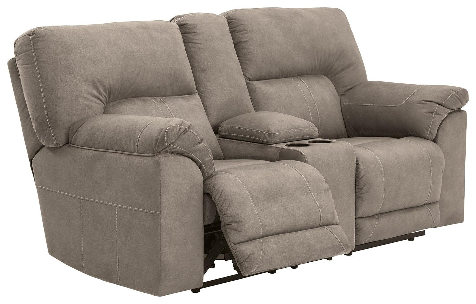 Cavalcade Slate Faux Leather Reclining Loveseat With Console
