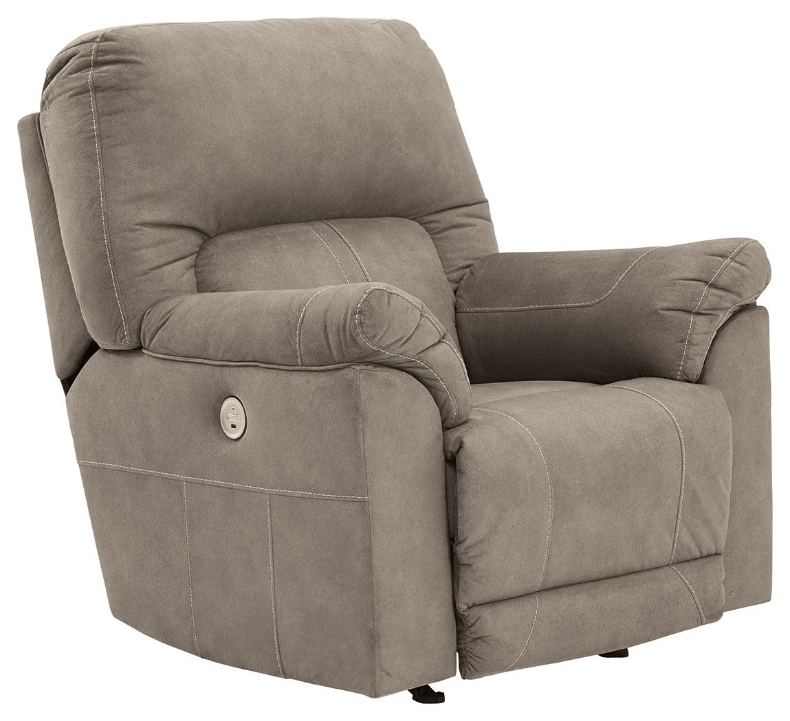 Cavalcade Slate Faux Leather Power Recliner - Ella Furniture