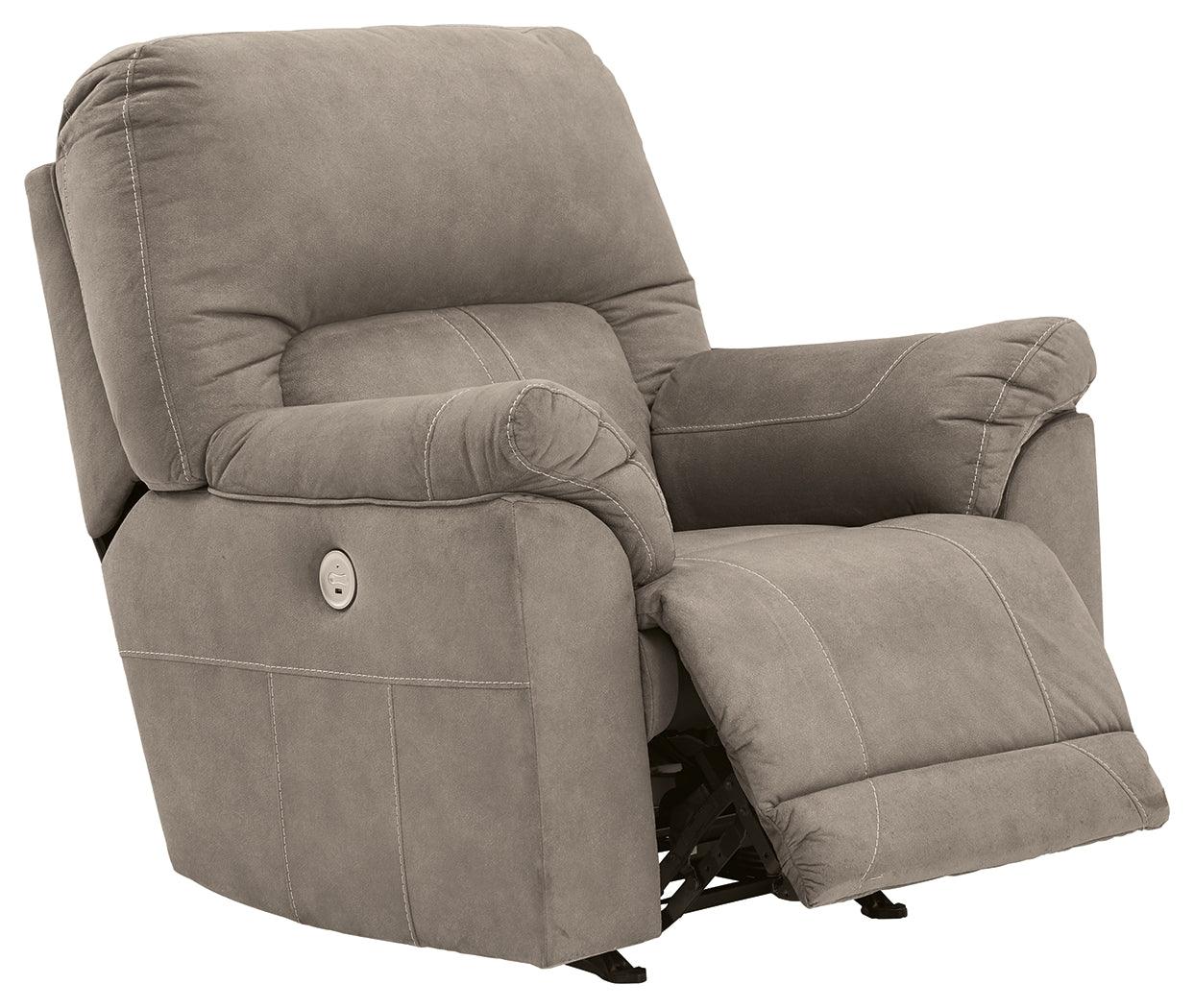 Cavalcade Slate Faux Leather Power Recliner - Ella Furniture