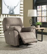 Cavalcade Slate Faux Leather Power Recliner - Ella Furniture