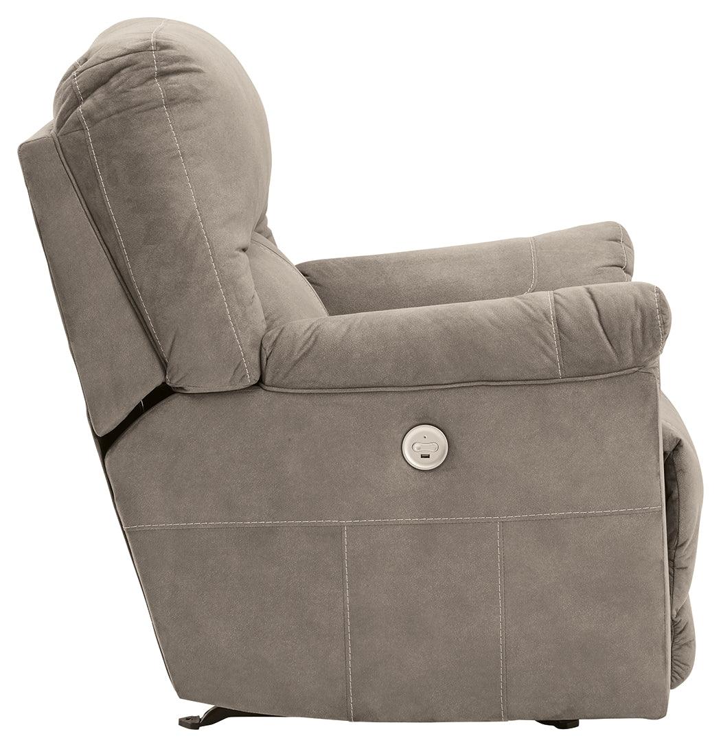 Cavalcade Slate Faux Leather Power Recliner - Ella Furniture