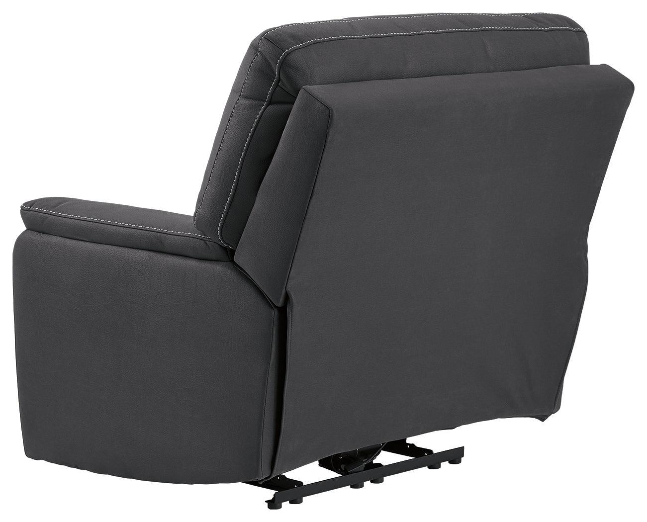 Henefer Midnight Microfiber Power Recliner - Ella Furniture