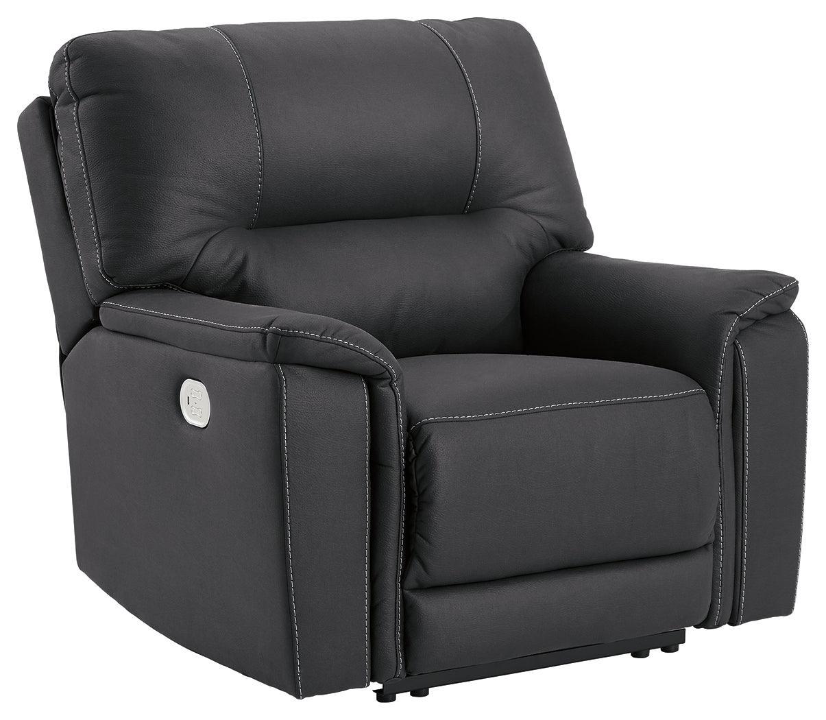 Henefer Midnight Microfiber Power Recliner - Ella Furniture