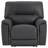 Henefer Midnight Microfiber Power Recliner - Ella Furniture