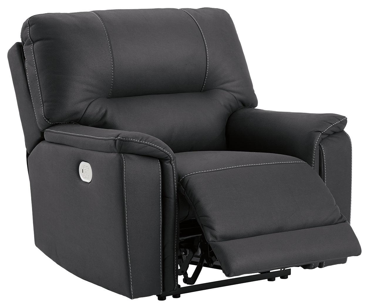 Henefer Midnight Microfiber Power Recliner - Ella Furniture