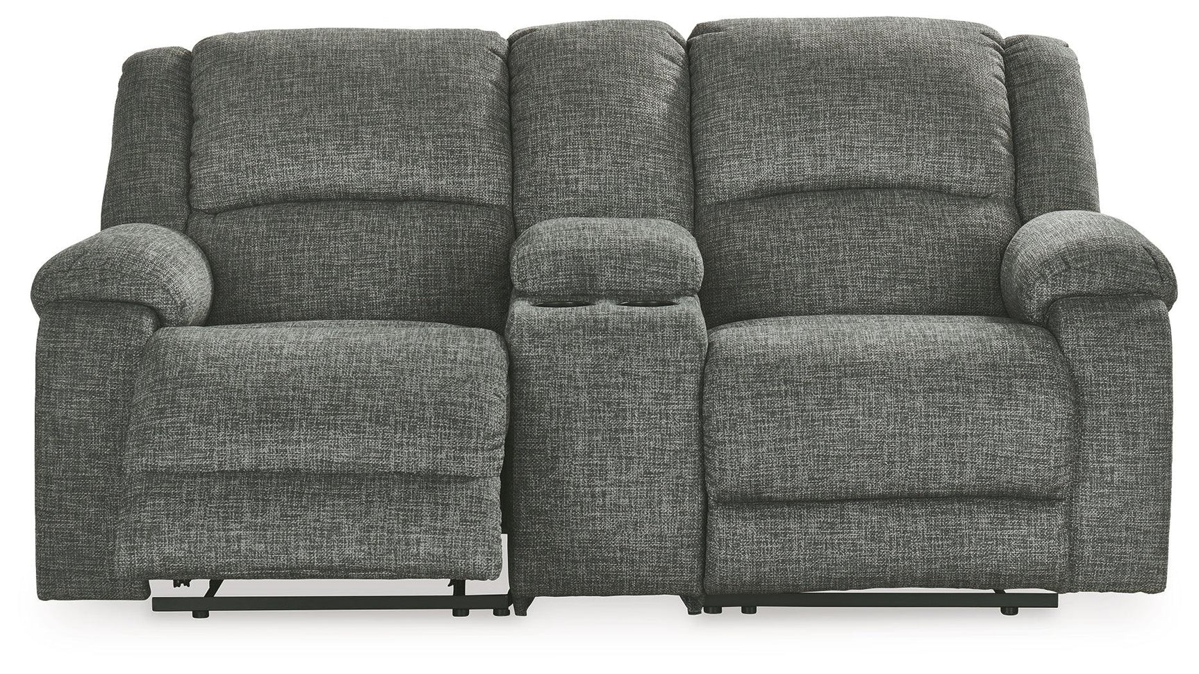 Goalie Pewter 3-Piece Reclining Loveseat With Console - Ella Furniture