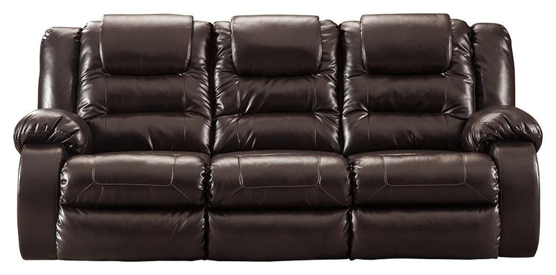 Vacherie Chocolate Faux Leather Reclining Sofa