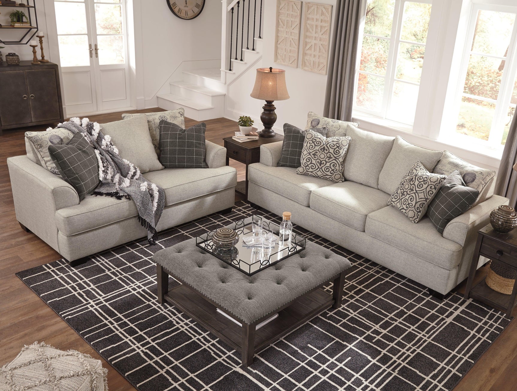 Velletri Pewter Textured Loveseat - Ella Furniture