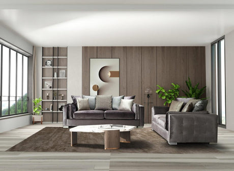 Skylar Gray Velvet Sofa & Loveseat - Ella Furniture