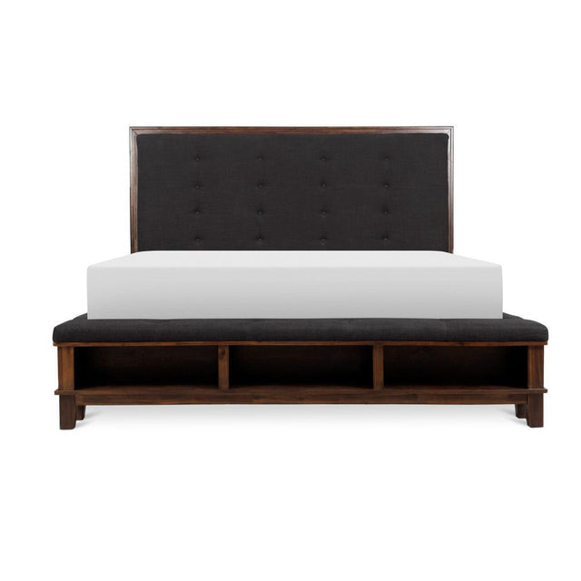 Brown Eastern Modern Traditional Upholstered Tufted King Panel Bedroom Set - Ella Furniture