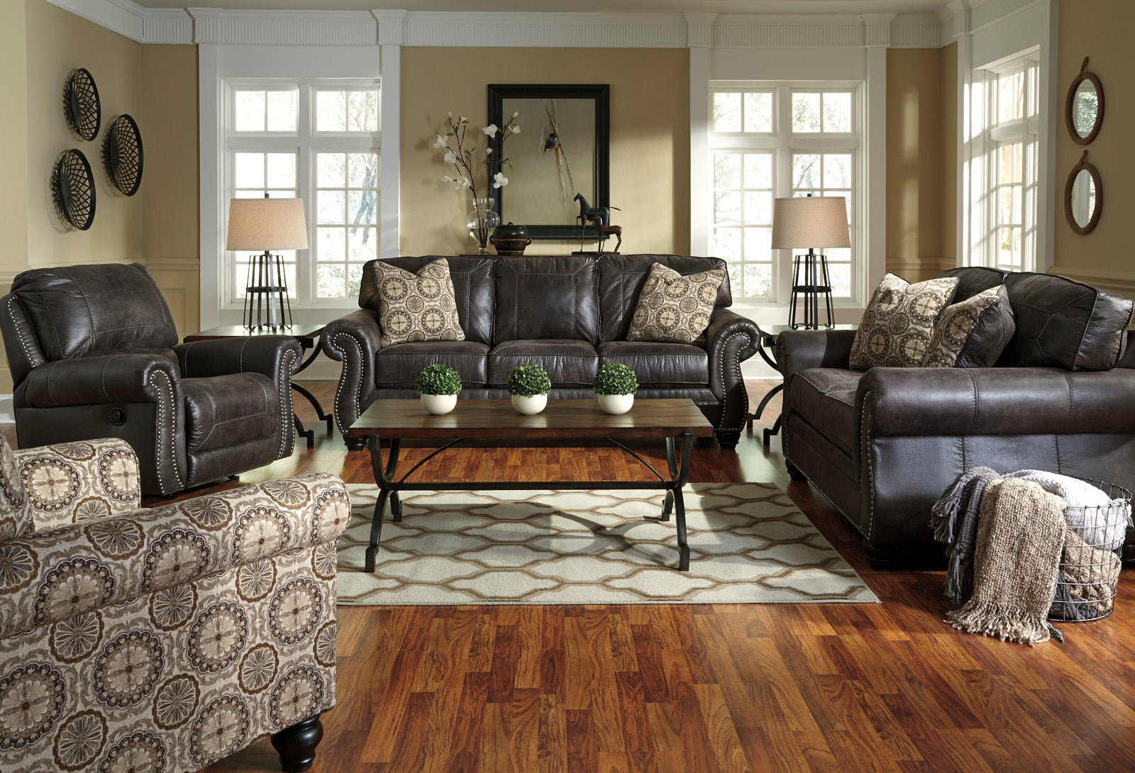 Breville Charcoal Sofa, Loveseat And Recliner