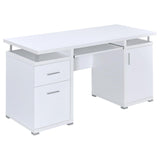 Tracy White And Silver Office Desk 800108 - Ella Furniture