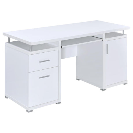 Tracy White And Silver Office Desk 800108 - Ella Furniture