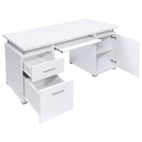 Tracy White And Silver Office Desk 800108 - Ella Furniture
