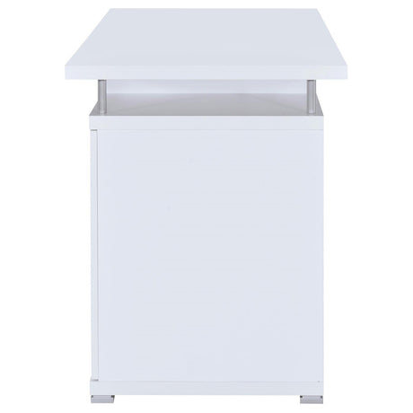 Tracy White And Silver Office Desk 800108 - Ella Furniture