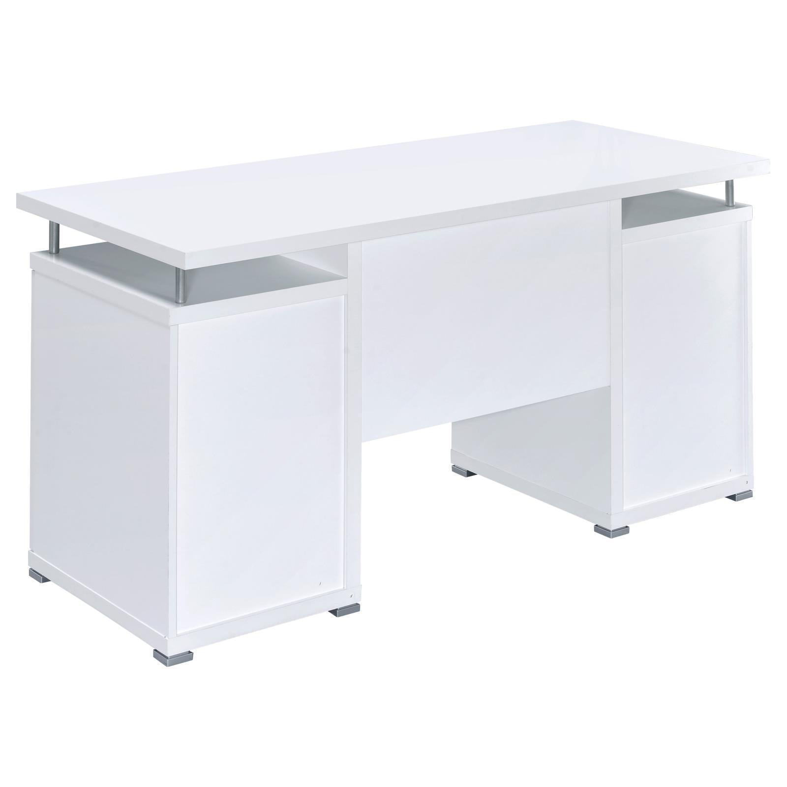 Tracy White And Silver Office Desk 800108 - Ella Furniture
