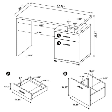 Irving White Office Desk - Ella Furniture
