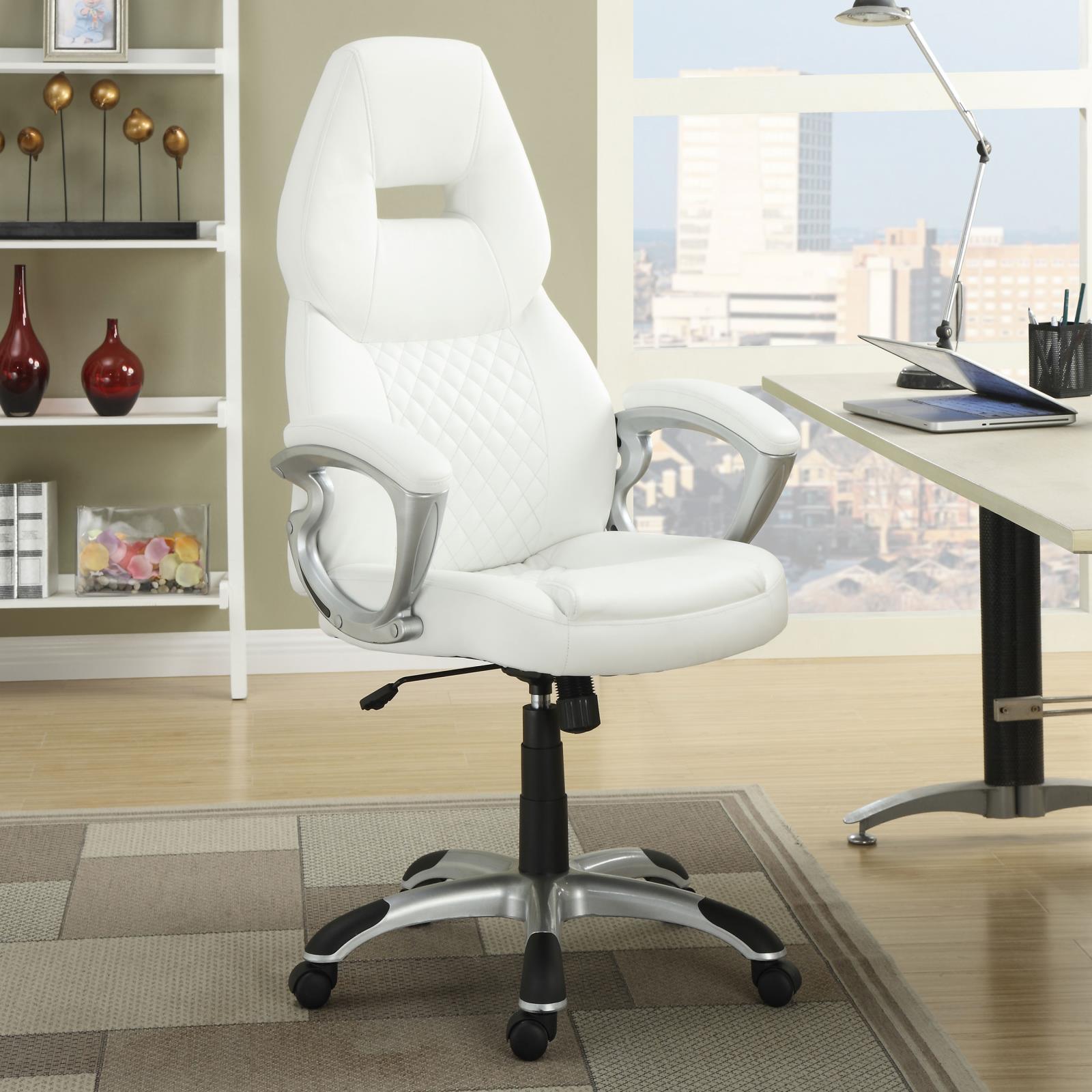 White Upholstered Office Chair 800150 - Ella Furniture