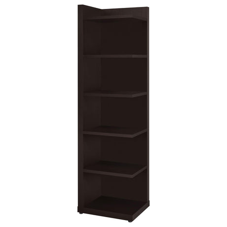 Pinckard 6-Tier Corner Bookcase Cappuccino - Ella Furniture