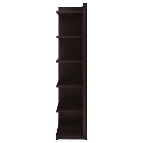 Pinckard 6-Tier Corner Bookcase Cappuccino - Ella Furniture