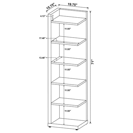 Pinckard 6-Tier Corner Bookcase Cappuccino - Ella Furniture