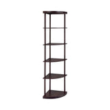 Bonwick 5-Shelf Corner Bookshelf Cappuccino - Ella Furniture