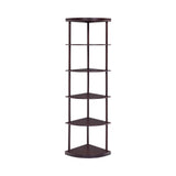 Bonwick 5-Shelf Corner Bookshelf Cappuccino - Ella Furniture