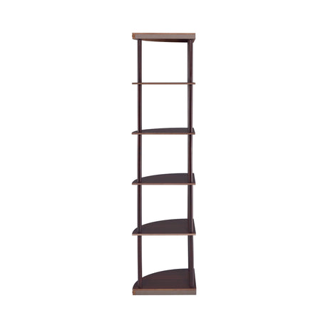 Bonwick 5-Shelf Corner Bookshelf Cappuccino - Ella Furniture