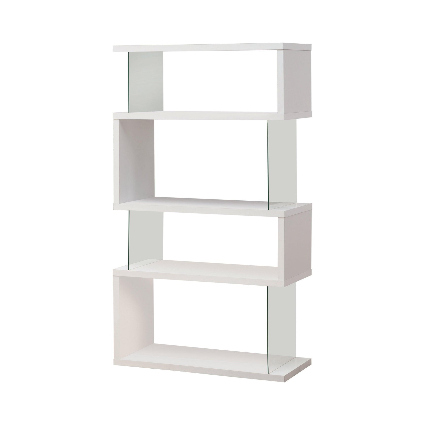 Emelle 4-Tier Bookcase White And Clear - Ella Furniture
