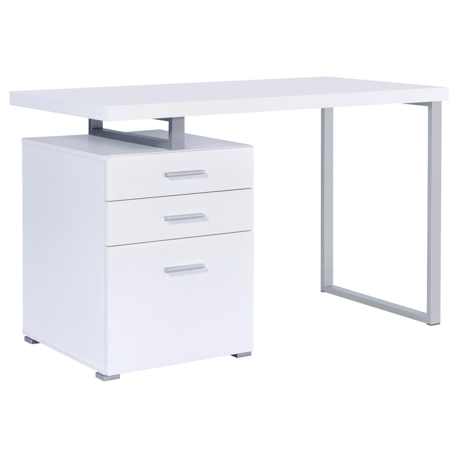 Brennan White/grey/silver Office Desk - Ella Furniture