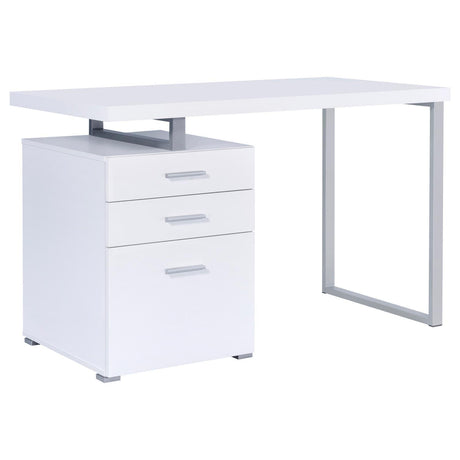 Brennan White/grey/silver Office Desk - Ella Furniture