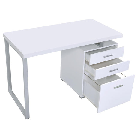 Brennan White/grey/silver Office Desk - Ella Furniture