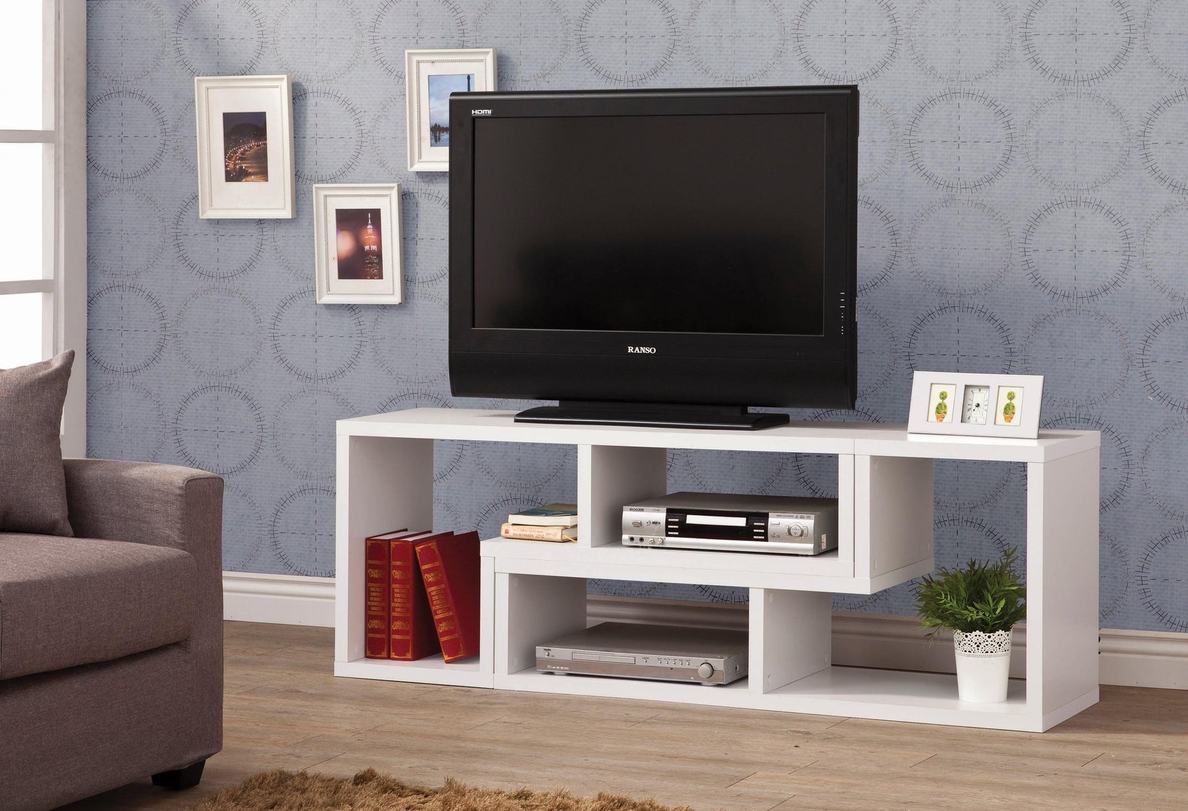 Velma Convertible Tv Console And Bookcase White - Ella Furniture