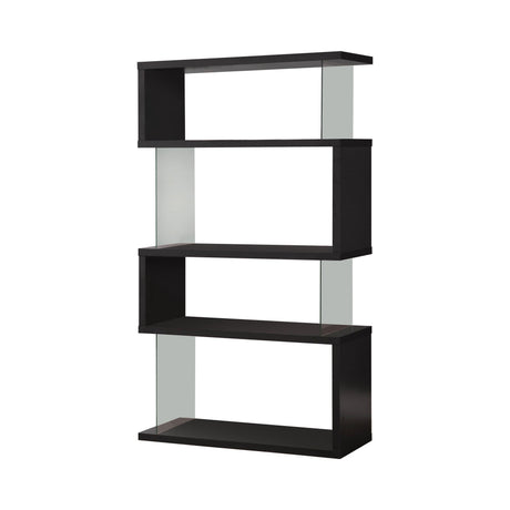 Emelle 4-Tier Bookcase Black And Clear - Ella Furniture