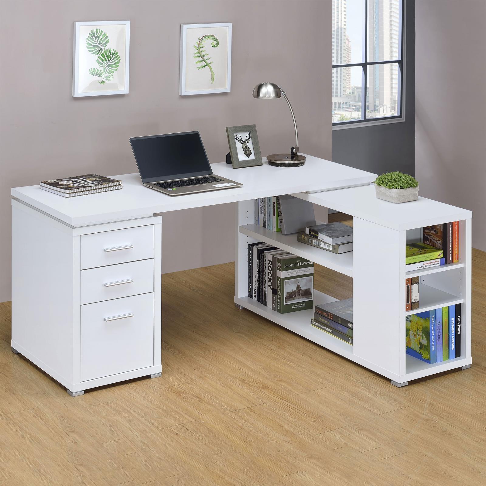 Yvette White L-shape Office Desk - Ella Furniture