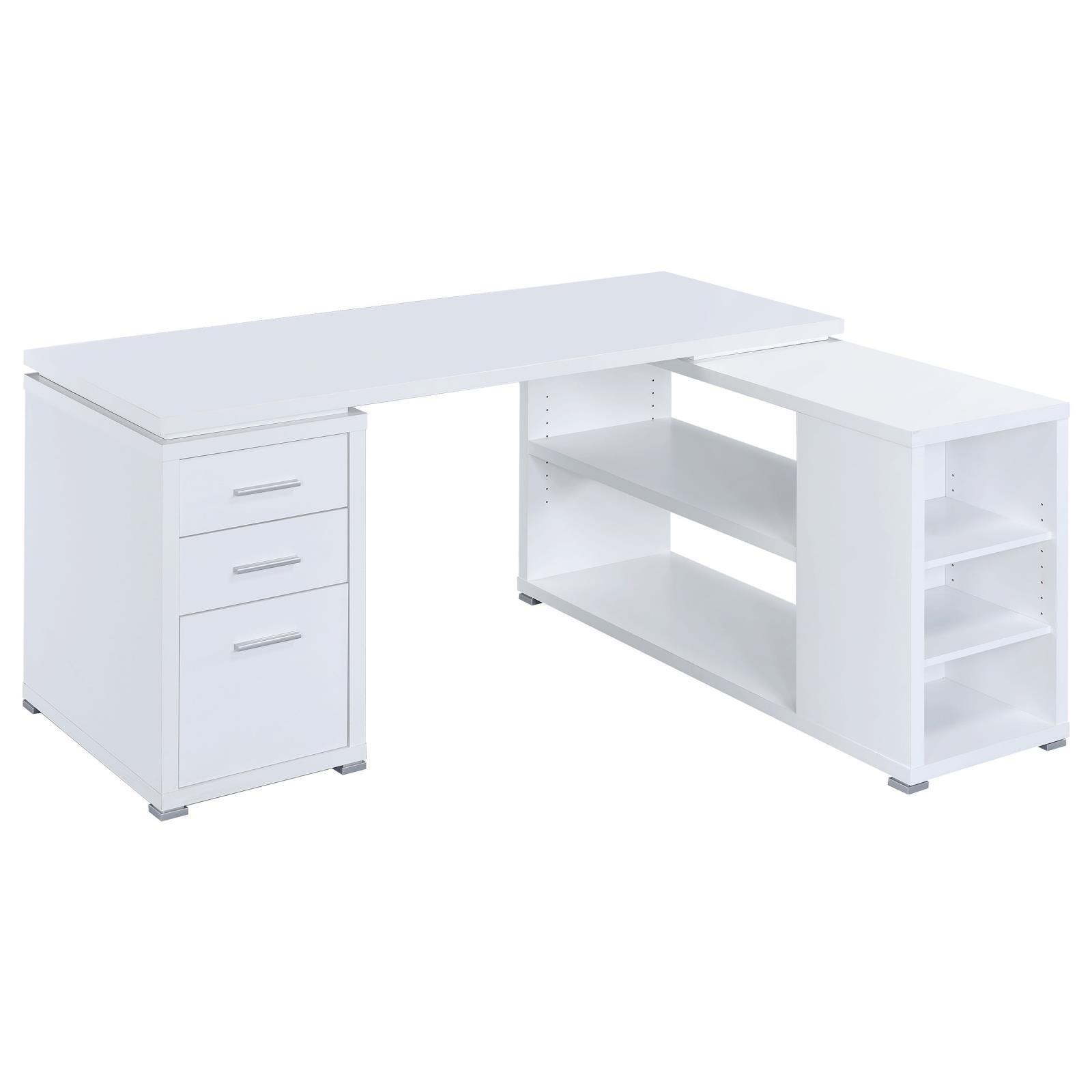Yvette White L-shape Office Desk - Ella Furniture