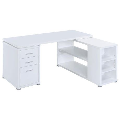 Yvette White L-shape Office Desk - Ella Furniture