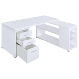 Yvette White L-shape Office Desk - Ella Furniture