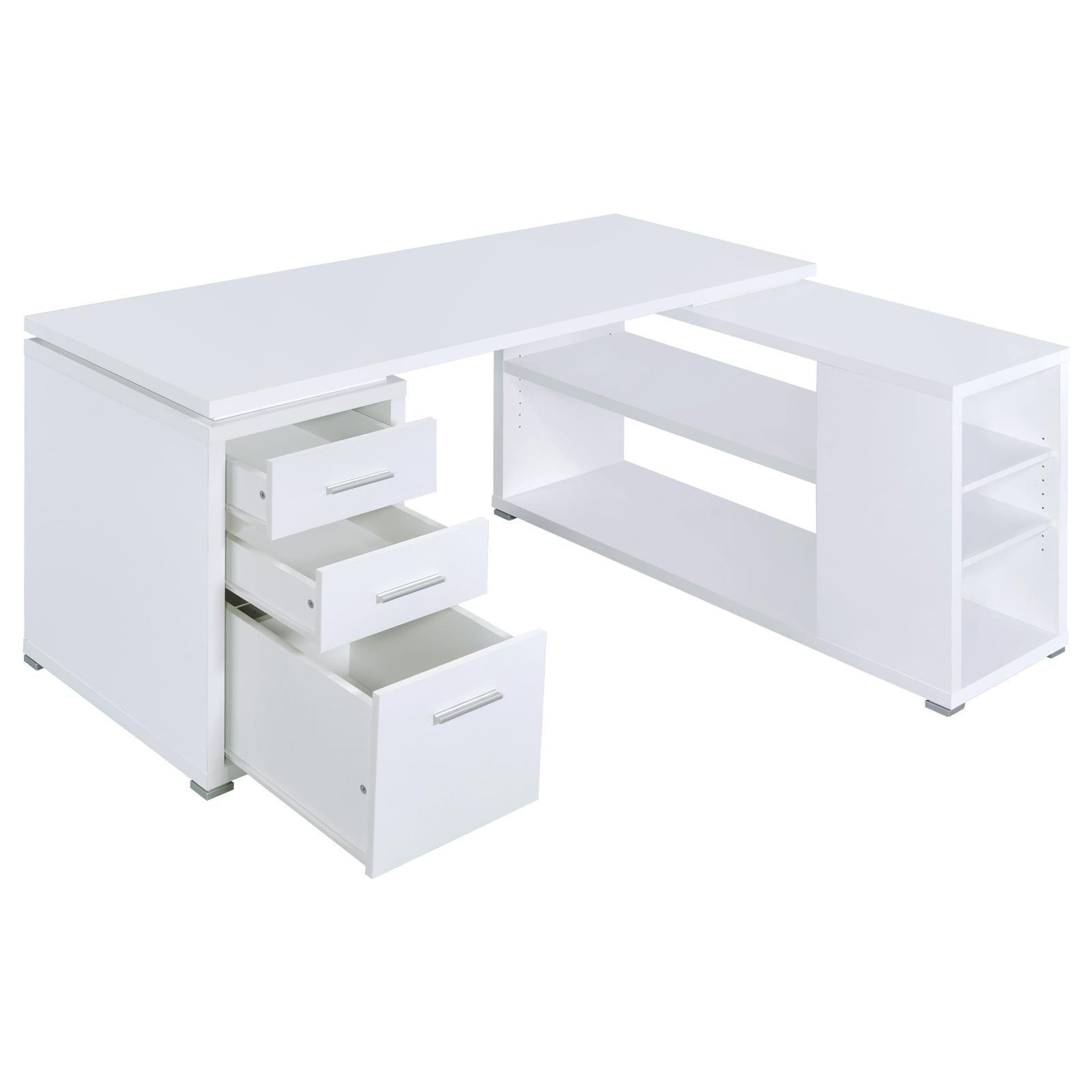 Yvette White L-shape Office Desk - Ella Furniture
