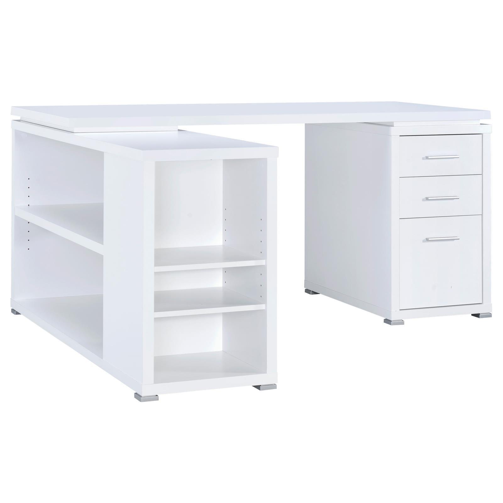 Yvette White L-shape Office Desk - Ella Furniture