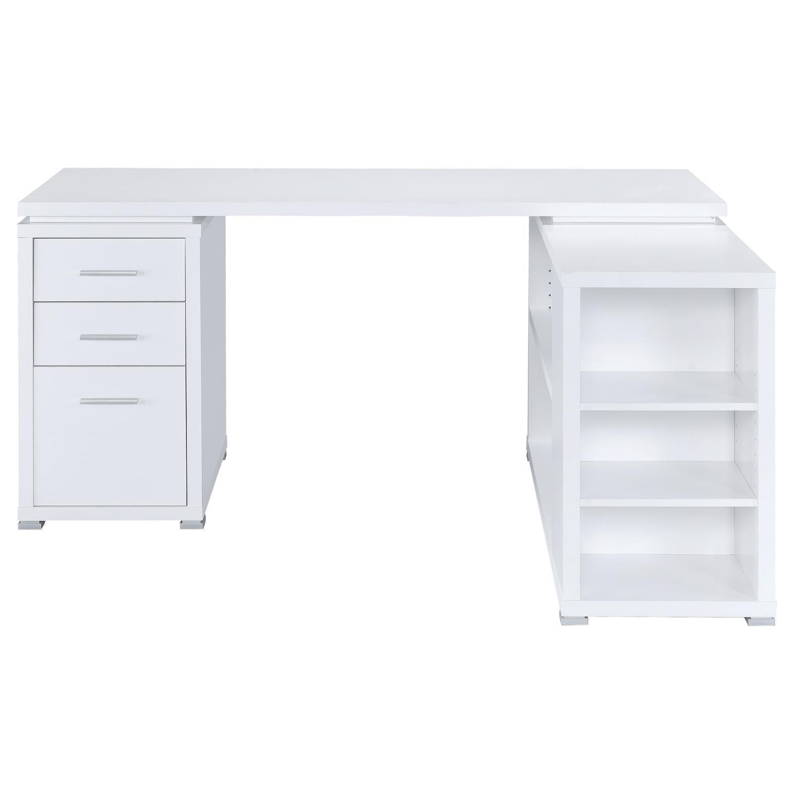 Yvette White L-shape Office Desk - Ella Furniture