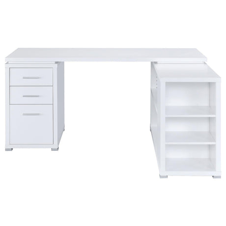 Yvette White L-shape Office Desk - Ella Furniture