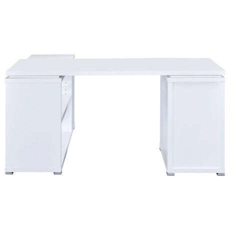 Yvette White L-shape Office Desk - Ella Furniture